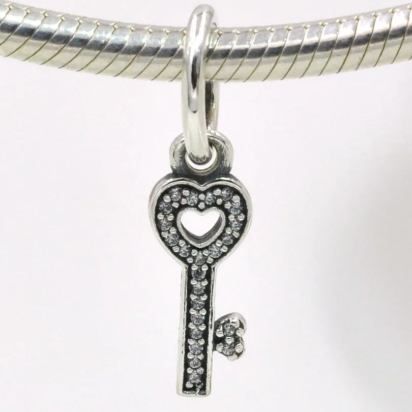 Original Authentic 925 Sterling Silver Charms Key Symbol of Trust Charm