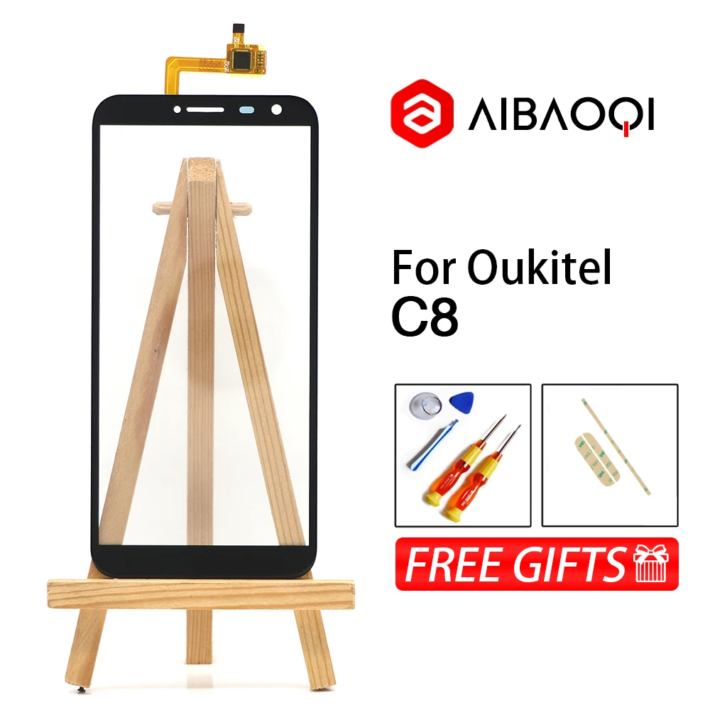 

AiBaoQi New Original Digitizer 100% Guarantee Glass Panel Touch Screen For 5.5 inch Oukitel C8/C8 4G/C8 3G Phone