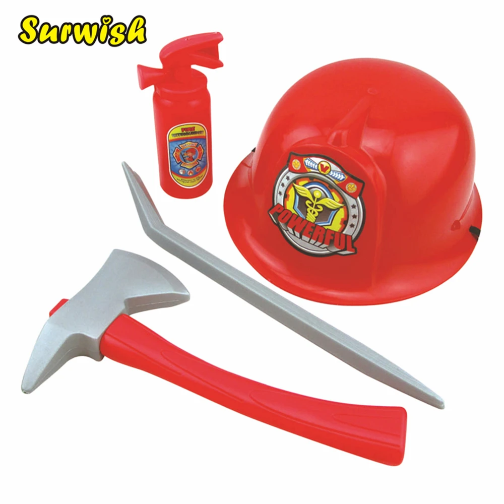 Fireman Costume Firefighter Role Play Boys Toy Hat Axe Crowbar Fire