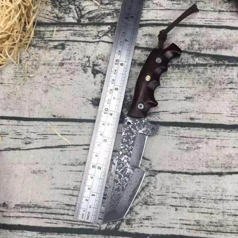 

Damascus Steel Tactical Fixed Blade Knife,Collection Damascus Hunting Knife,Straight Knives,Camping Knives Tools