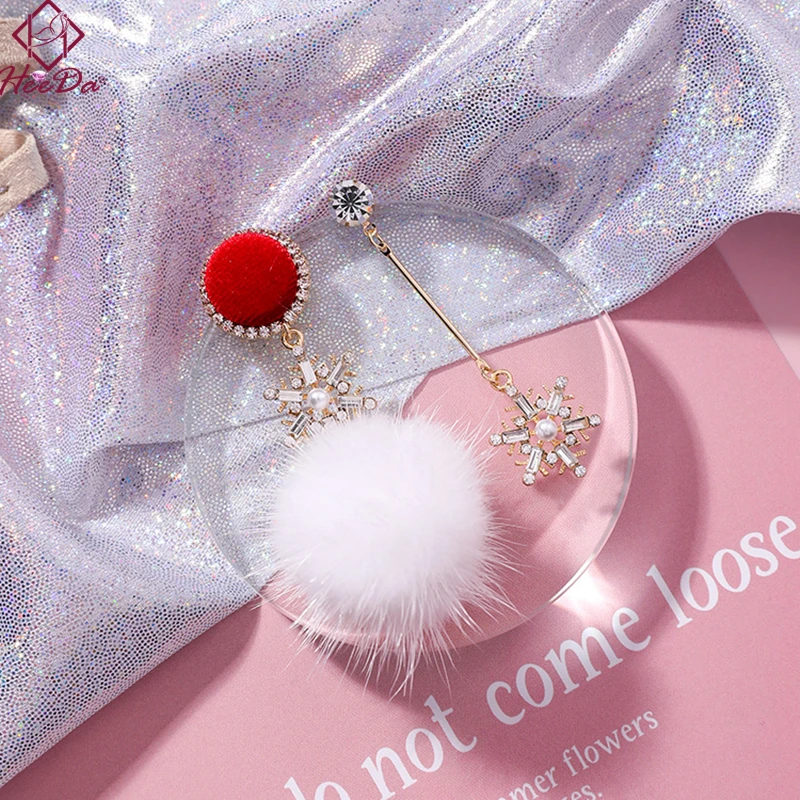 

Heeda Kpop Set Auger Star Stud Earrings Cute Snowflake Pom Pom Christmas Accessories Fashion Women Autumn Winter Korean Jewelry