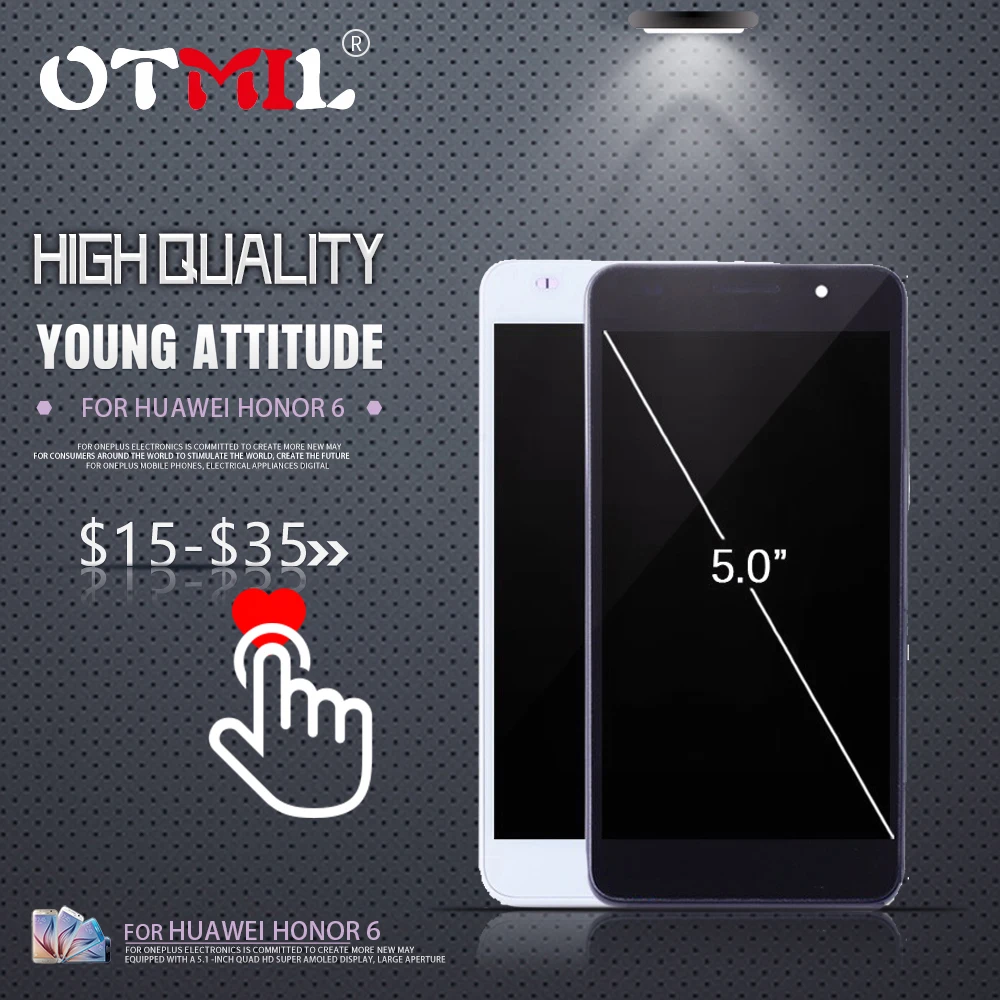 

5.0" 100% New for Huawei honor 6 LCD Display Touch Screen Digitizer Assembly with Frame Black White Screen Replacement #1