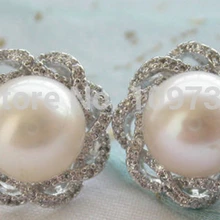 Ry00340 стиль AA++ 11 мм белый круглый жемчуг крепление 925 серебряные серьги