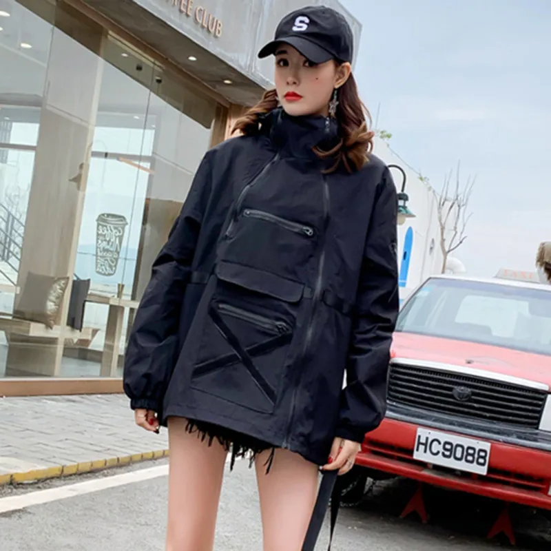 2019 модное весенне осеннее пальто Harajuku с капюшоном Женская свободная уличная