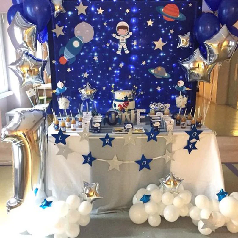Вечерние космические декорации с днем рождения, набор посуды с солнечной системой и планетами, Звездный астронавт, космическая тематика, Детские принадлежности для вечеринок на день рождения