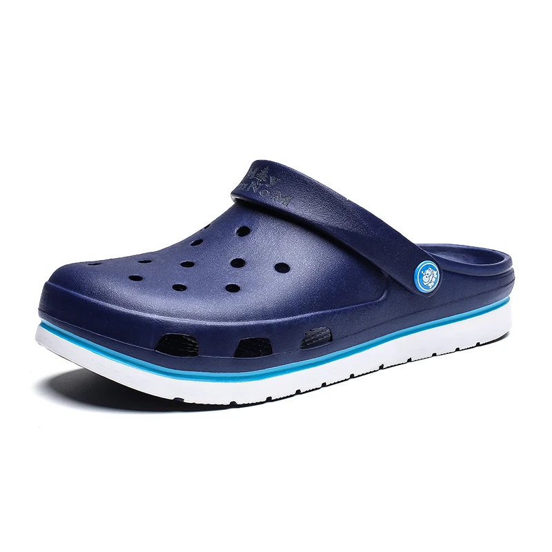Crocse Crocks/мужские сандалии для бассейна; летняя Уличная обувь для пляжа; мужские садовые Сабо без застежек; Повседневная водонепроницаемая обувь для душа; Crock - Цвет: blue