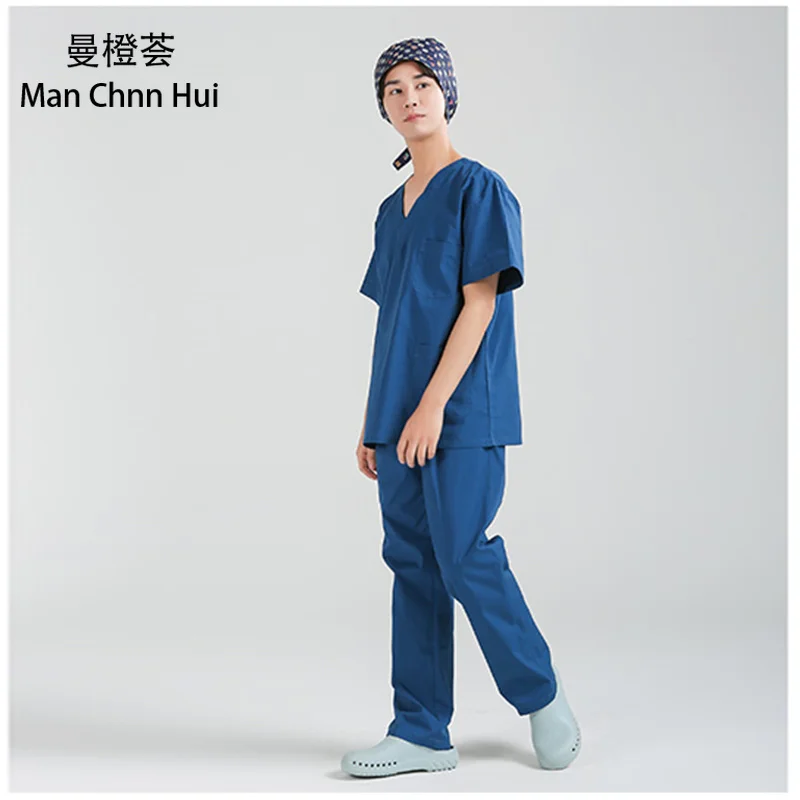 Хлопок хирургический халат для мужчин медицинский уход скрабы одежда Стоматологическая Лаборатория пальто хирургический костюм медицинская одежда медицинские наборы