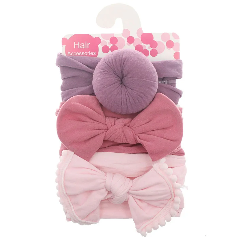 

3 Pcs/set Soft Elestic Nylon Baby Headband Bows Bowknot Floral Knotted Newborn Infant Baby Girl Headbands Girls Hair Accessories