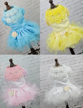 

High-end Luxury Series stringy selvedge Wedding Lace Cat Dog Dress Clothes For Dogs Dog Cat Pet Clothing Teddy Chihuahua
