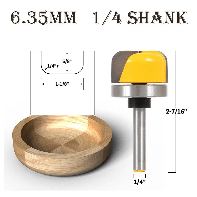 

Radius Horizontal Crown Router Bit - 1/4 shank Woodworking Tool Trimming Carving Milling Cutter 6.35mm Wood Cutter