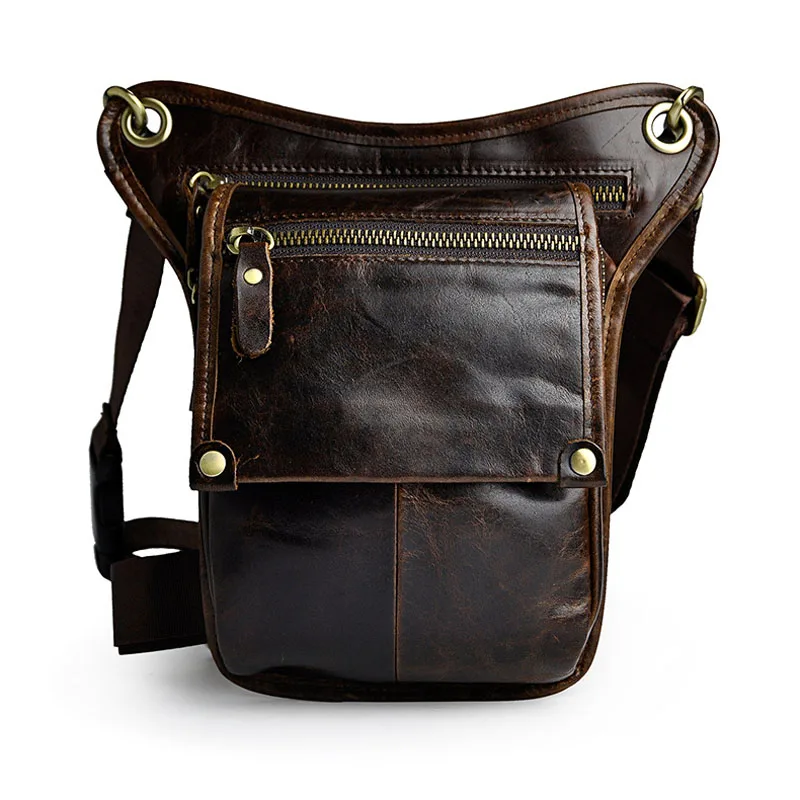 Fashion Style Genuine Leather Belt Bag Men&#39;s Waist Bag Leg Pouch Pack Mobile Phone Camera ...