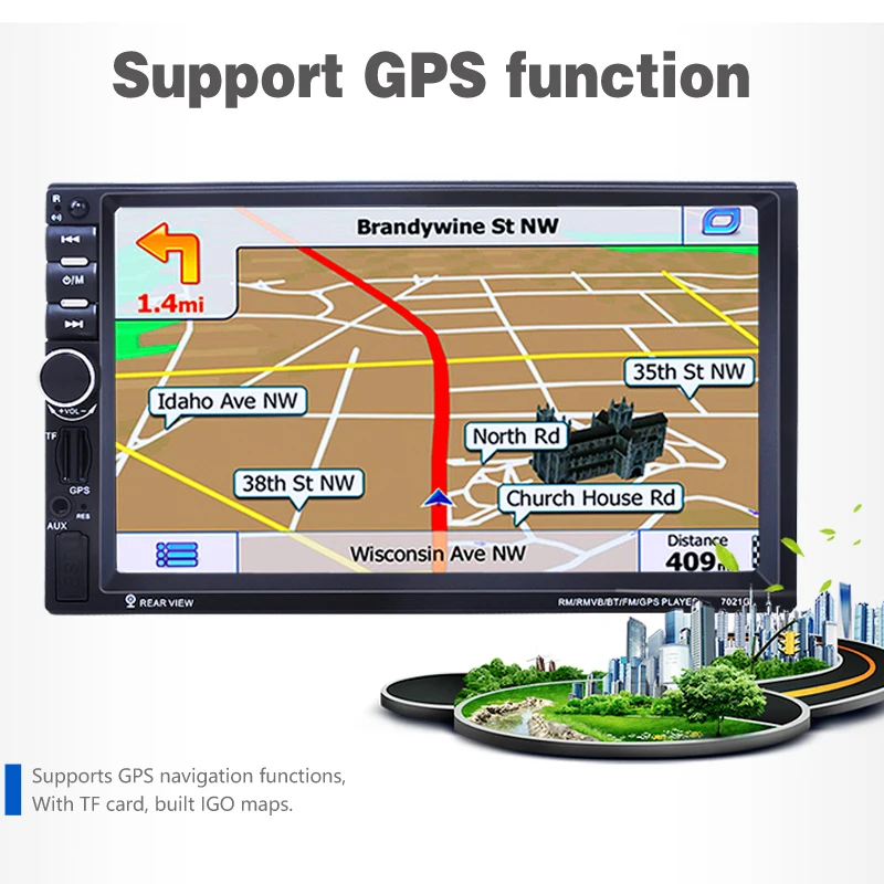 2 Din Автомобильный gps навигатор Bluetooth стерео радио FM MP3 аудио видео USB Авто