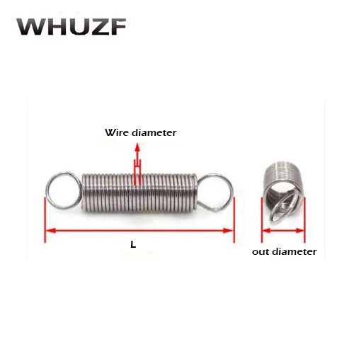 Пружина 20 шт./лот, проволока 0,3 мм, 304 нержавеющая сталь, маленькое натяжение с крюком для растягивания игрушек DIY, длина пружины: 6 мм, растягивается до 30 мм