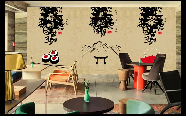 Пользовательские 3D обои японский стиль ресторан для гостиной ресторан отель фон для чайной комнаты