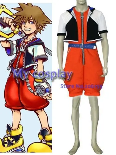 Аниме Kingdom Hearts 1 Sora косплей костюм на Хэллоуин костюмы на вечеринку оранжевая летняя одежда