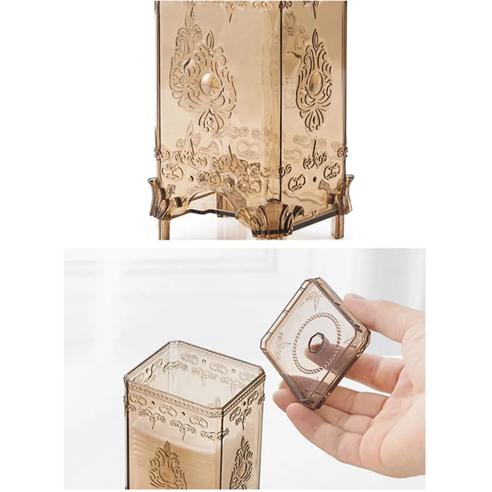 ISHOWTIENDA جديد أوروبا نمط الاكريليك ماكياج المنظم إسفنجات ماكياج لوحة قطن صندوق تخزين الحمام التجميل حقيبة للتخزين