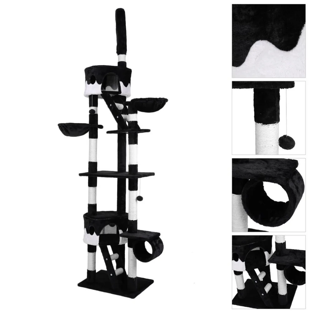 

Newest Large Cat'S Tree Scratcher Scratching Fun Post Toy Activity Centre Adjustable 240-260cm Home Furniture Pet House
