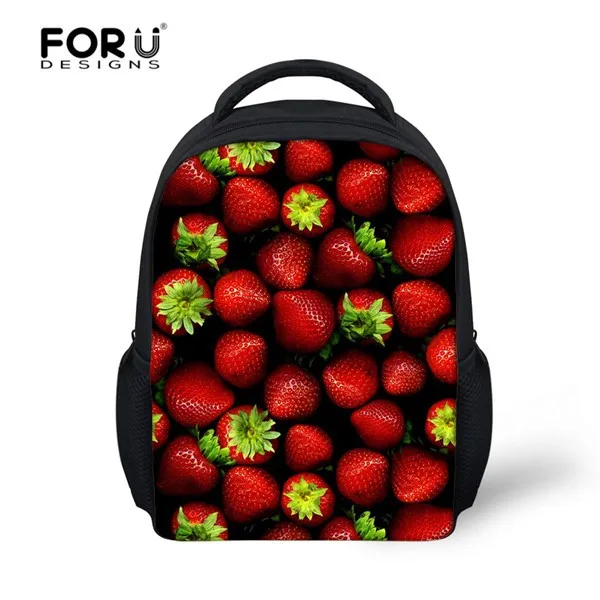 FORUDESIGNS/3D фрукты Клубника Детские школьные сумки для маленьких девочек книга сумки детский школьный ранец для малышей Детский рюкзак