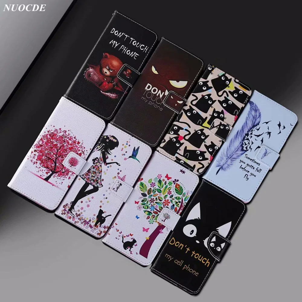 

NUOCDE Fashion Flip Wallet Leather Case For Funda LG K8 2018 Tree Cat Pattern Magnetic Stand Phone Cover For LG K8 2018 K9 Cases