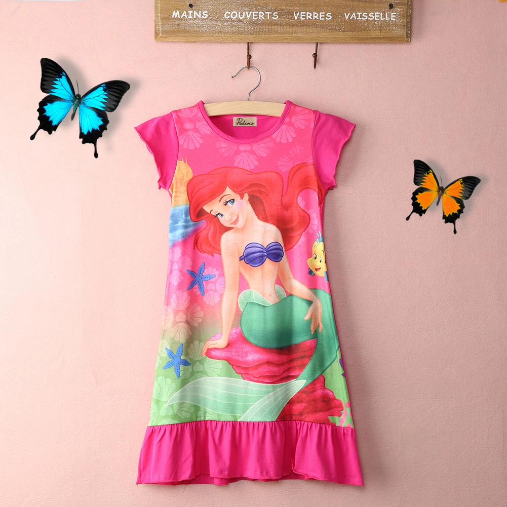 Г. От 6 до 16 лет, детское Хлопковое платье с рисунком русалки Ариэль для девочек, юбка, пижама, ночная рубашка