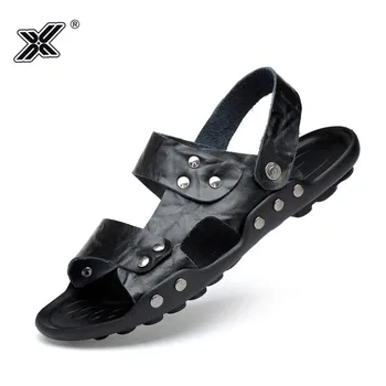

Men Sandals New Arrive High Quality Slip On Pu Leather Gladiator Slippers Black Comfortable Roman Sandals Men Sandaly Meskie
