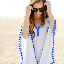 Шифоновая пляжная туника свободный чехол с вышивкой женский купальник накидка Пляжная белая Летняя Пляжная рубашка купальный костюм накидка