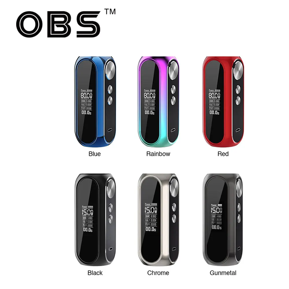 OBS Cube VW Box MOD с 3000 мАч встроенной батареей 23600 и максимальным выходом 80 Вт и сеточной катушкой и мгновенной скоростью стрельбы 0,01 с электронная сигарета Vape Mod