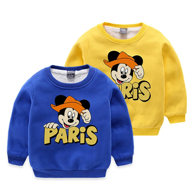 

Baby Boys Girls Mickey Hoodies Clothes Children Winter Thick Sweatshirts Toddler Cartoon Sweater Kids Plus Velvet Tops Costume