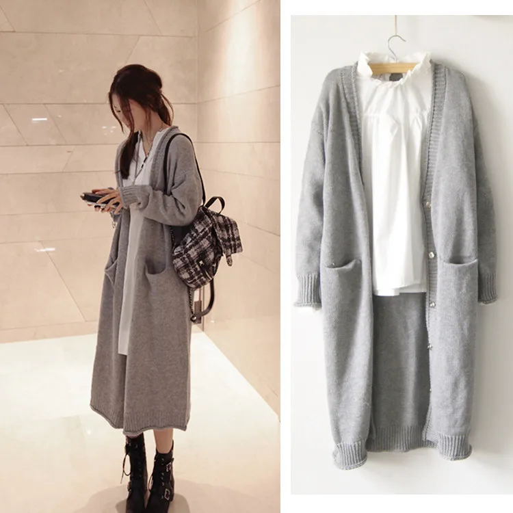 Otoño invierno Poncho moda para mujer largo sólido suelto
