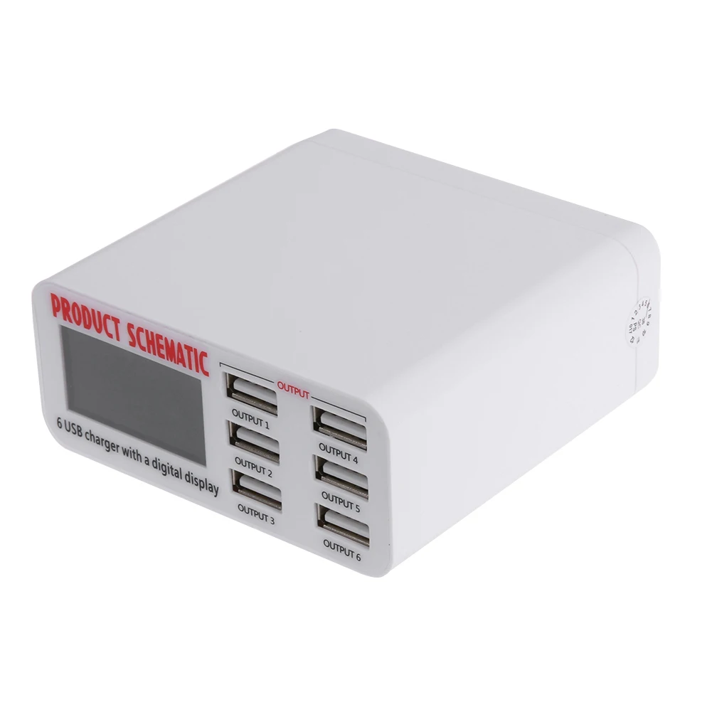 

DC 5V 6A 6 USB Port Quick Charger Adapter Station USB Hub Power Supply Charging Dock EU Plug with LCD Display for Mobilephone