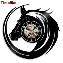 Hot CD Vinyl Record Wall Clock Modern Design Animal Dog Cat Horse Wall Watch Classic Clock Relogio Parede