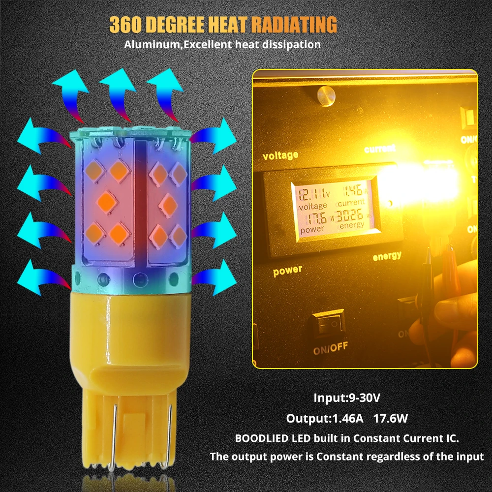2 шт. T20 7443 35 SMD 3030 светодиодные лампы 20 Вт DC 12 В Желтый СВЕТОДИОДНЫЙ Автомобильный