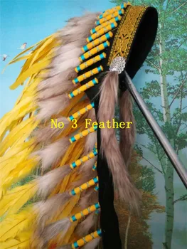 

yellow Feather headdress 36inch feather headpiece headband costume halloween decor supply
