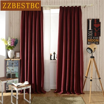 

6 Solid colors modern minimalist high quality cotton Linen blackout curtains for Living Room Window Curtain Bedroom Hotel blind