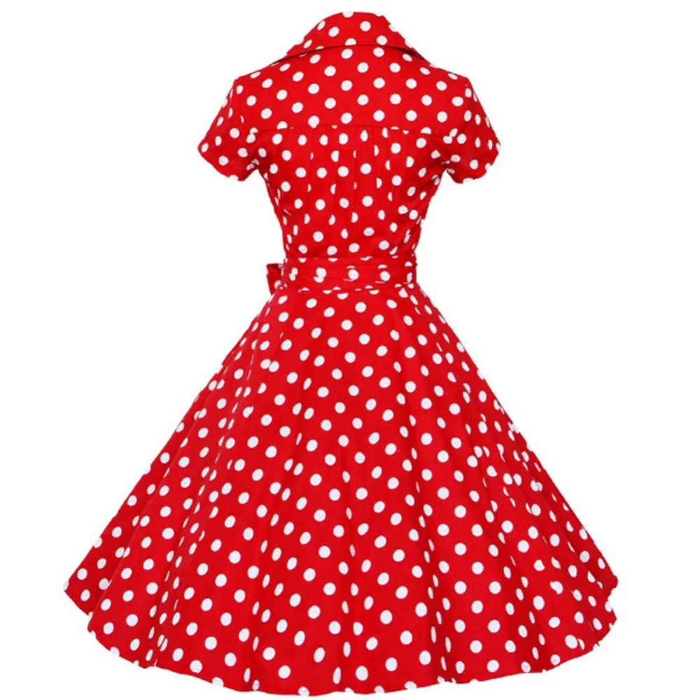Женское платье в горошек стиле рокабилли с бантом|women retro dress|plus size vestidoretro dress |