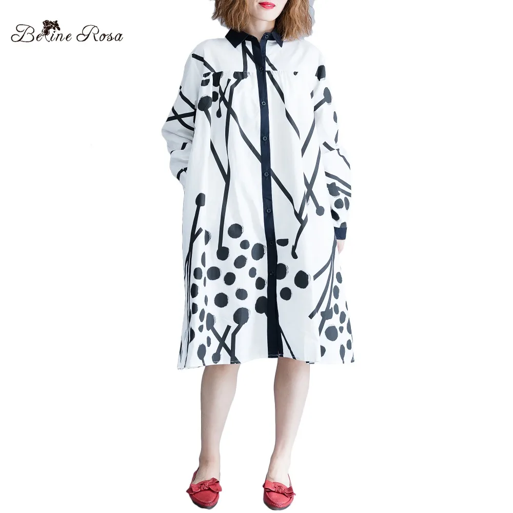 

BelineRosa 2018 Women's Autumn Fashion Long Blouse Female Large Size Turn Down Collar Long Sleeve Blouses DMNZ0029