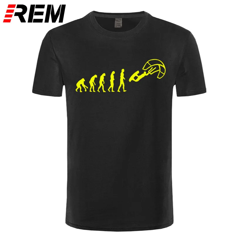 REM Funny Kitesurf Shirt-Kite Surfinger Evolution Kite Boarding, хлопок, футболка классная с принтом, облегающая футболка с буквенным принтом - Цвет: black yellow