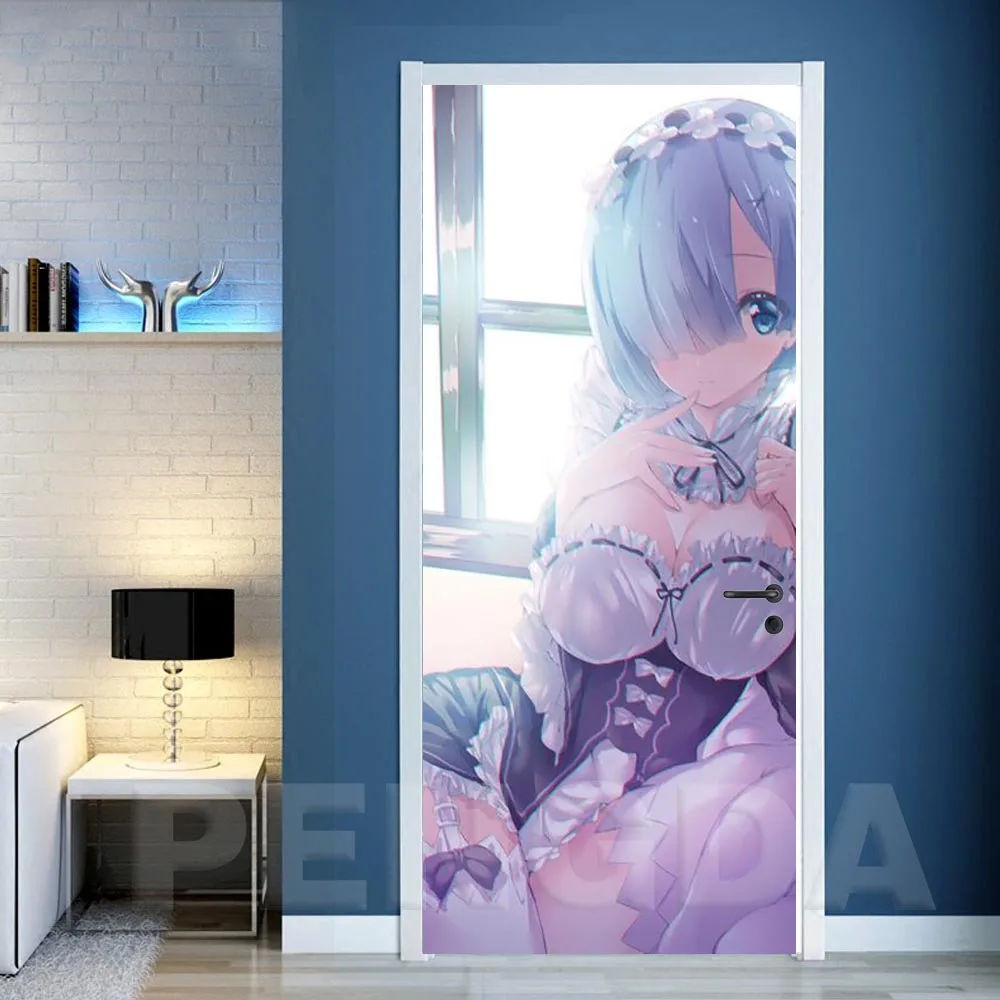 Самоклеющаяся домашняя Декорация-наклейка Re: Zero DIY дверной стикер анимационная бумага для гостиной ПВХ водонепроницаемый 3D печать фото искусство