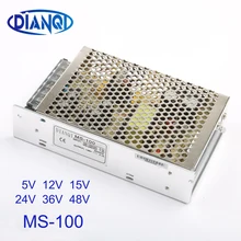 DIANQI MS-100-12 MS-100-24 MS-100-15 импульсный источник питания светодиодного табло MS-100w 5 v 12 v 15 v 24 v 36 v 48 v Мини размер din led преобразователь переменного тока в постоянный