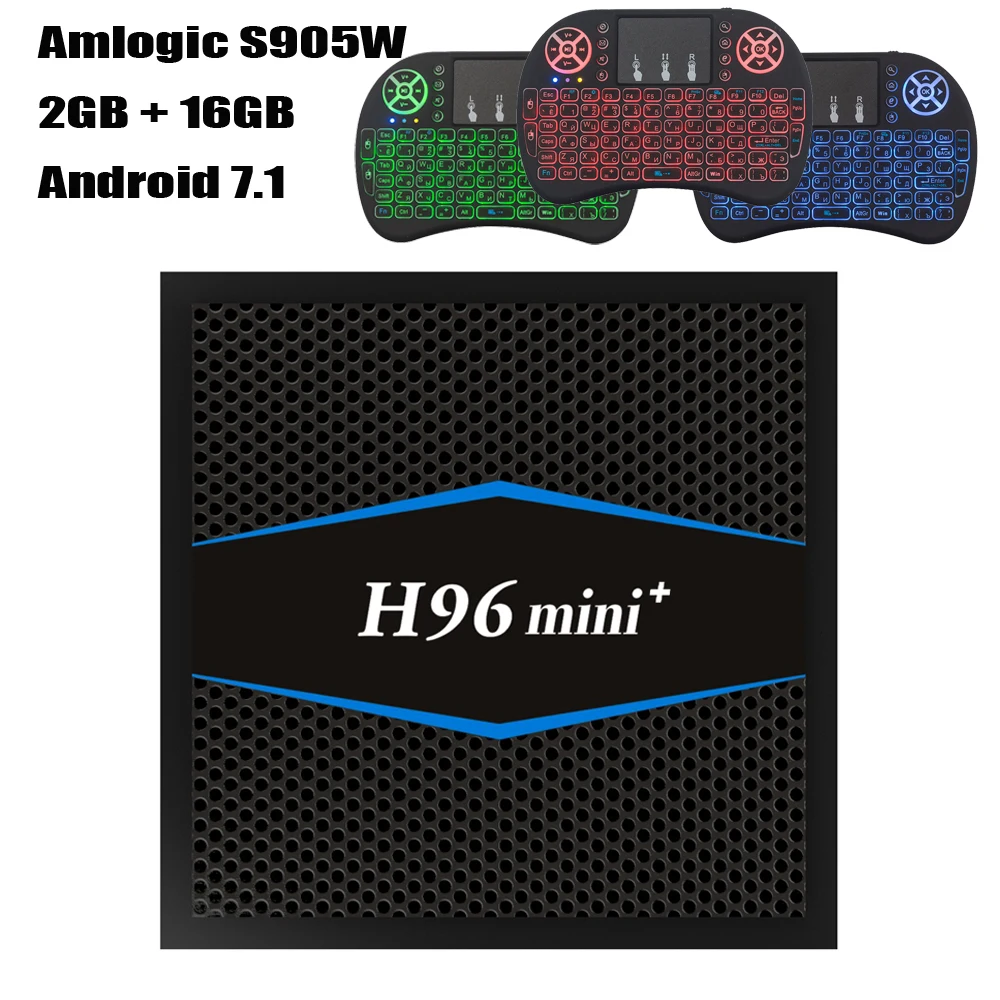 RUIJIE H96mini ТВ коробка Android 7,1 OS Amlogic S905W 2 Гб 16 Гб 4 ядра умные телевизоры 2,4 г Wi Fi 4 к Декодер каналов кабельного телевидения H96 мини VS X96mini