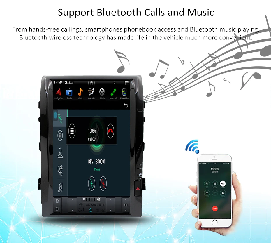 Clearance Android 8.1 4G Tesla Car DVD for Toyota Land Cruier 2007 - 2015 car audio radio multimedia system gps navigation car dvd IPS AUX 6