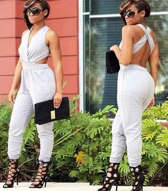 

Fashion Style Sexy Jumpsuit Women Solid Backless Rompers Women Jumpsuit Club Overalls XM009