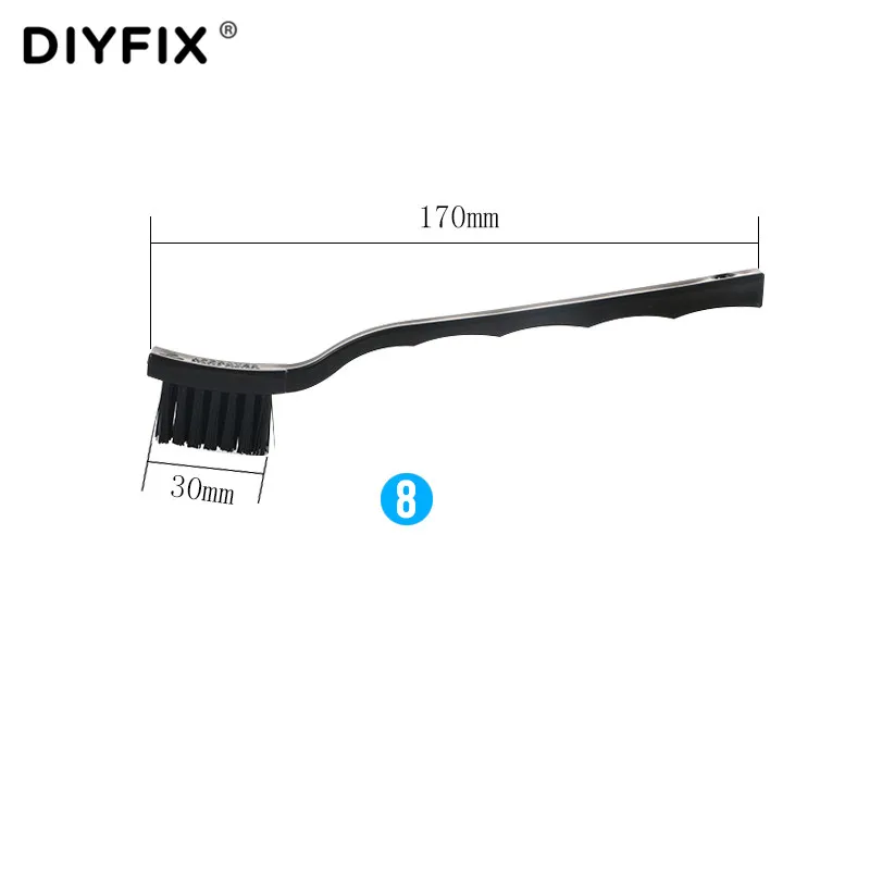 DIYFIX 8 в 1 Антистатическая щетка для пыли ESD безопасная жесткая щетка для чистки BGA SMT печатная плата ремонт Чистые Инструменты Набор