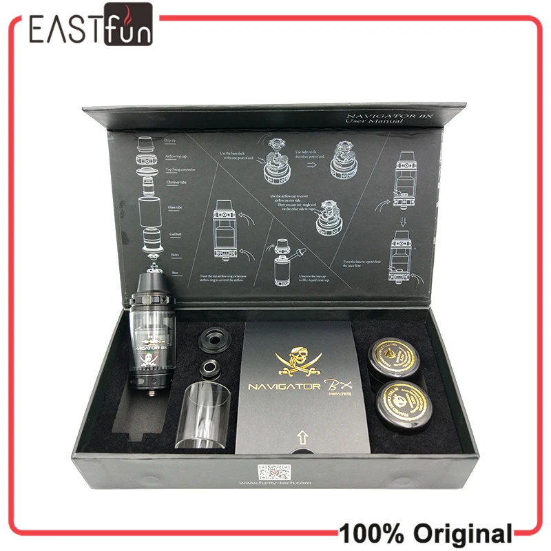 Fumytech Navigator BX RTA Tank 24K Gold plating E cigarette Rebuildable Atomizer | Электроника