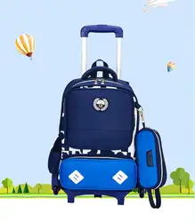 3D дети прокатки школьные сумки для мальчиков и девочек тележка случае поездки детей чемодан школы Mochila школьников мешок с сумка на колесах