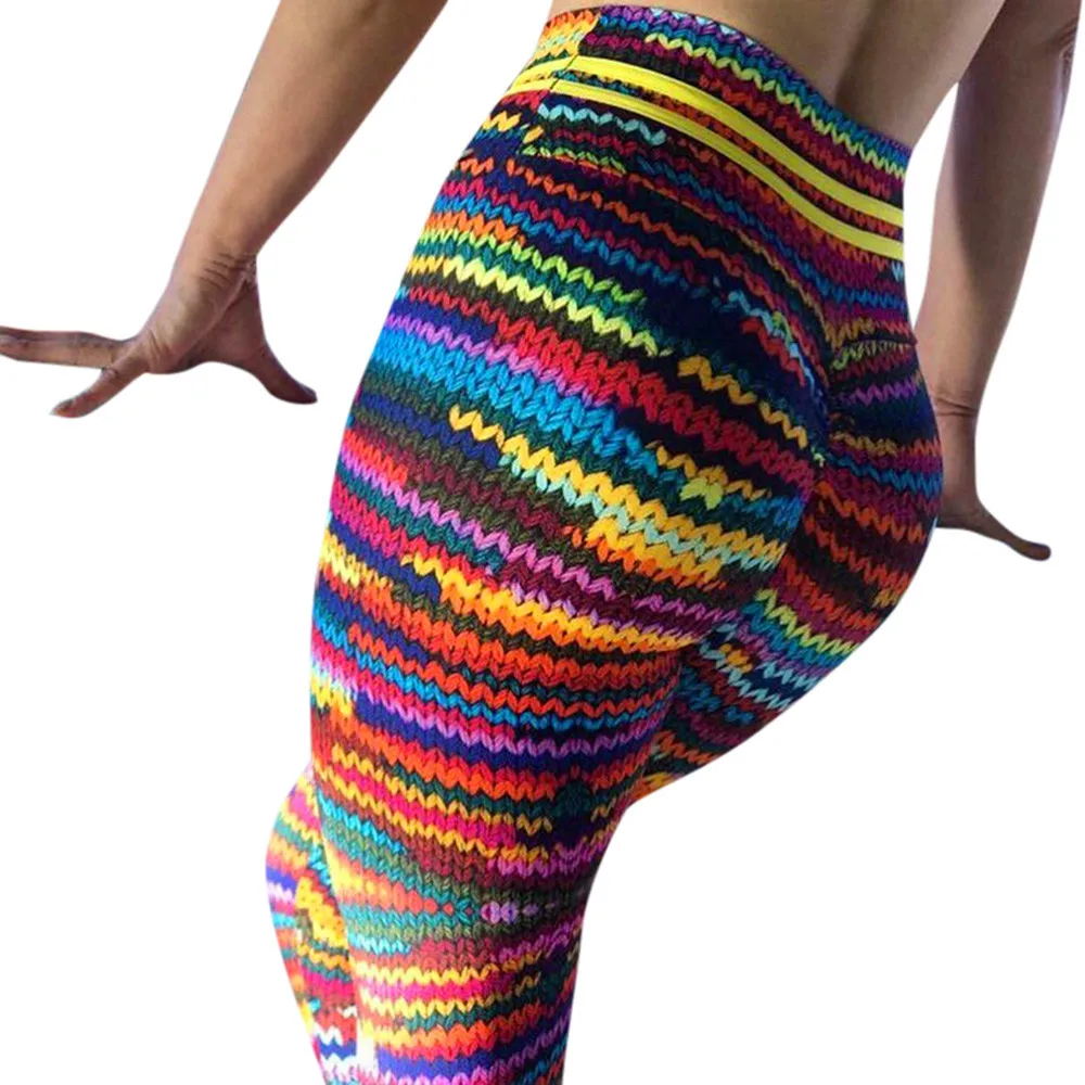 Стильные леггинсы для Для женщин с высокой талией, для фитнеса Леггинсы Разноцветные приталенные Стрейчевые штаны Sportings узкие брюки, леггинсы - Цвет: multicolor