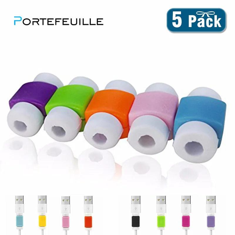 

PORTEFEUILLE 5pcs USB Cable Protector Saver Earphone Cord Protection Wire Cover Data Charger line Protective Sleeve For iphone 7