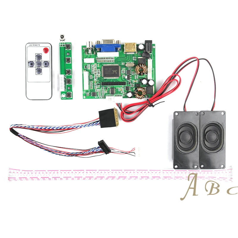 

HDMI VGA 2AV Audio Controller Board + 40 Pins Lvds Cable + Remote + 1 Pair Speaker Kits for B156XW02 1366x768 1ch 6 bit LCD