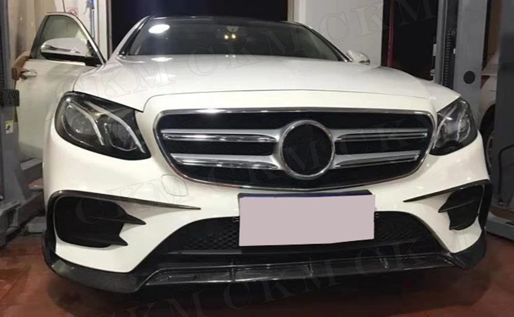 E Class B Стиль углеродного волокна передний бампер спойлер для Mercedes Benz W213 E200 E300 E63 AMG+ стайлинга автомобилей