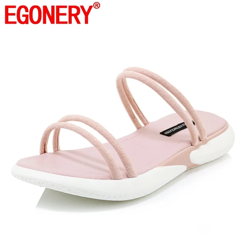 

EGONERY hot sale shoes woman summre newest concise casual flock woman sandals outside comfortable slip-on open toe ladies shoes